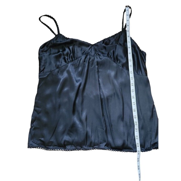 Express Design Studio Babydoll Silk Tank Womens Large Vintage Y2K Black Camisole - Picture 8 of 8